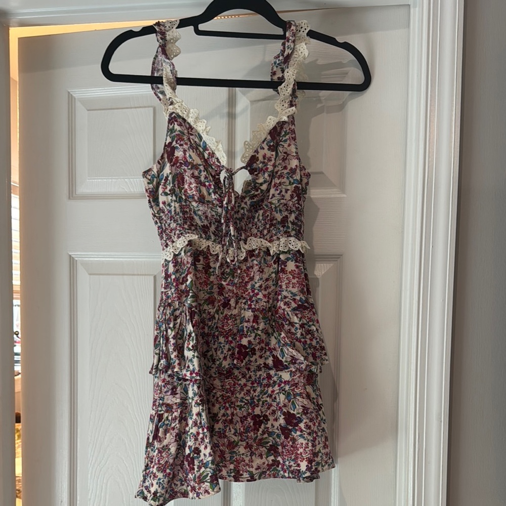 Floral Lace Trim Dress